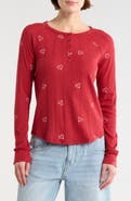 Lucky Brand Heart Print Pointelle Henley