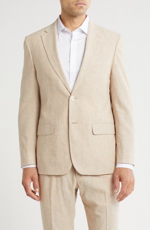 Linen Blend Solid Suit Jacket