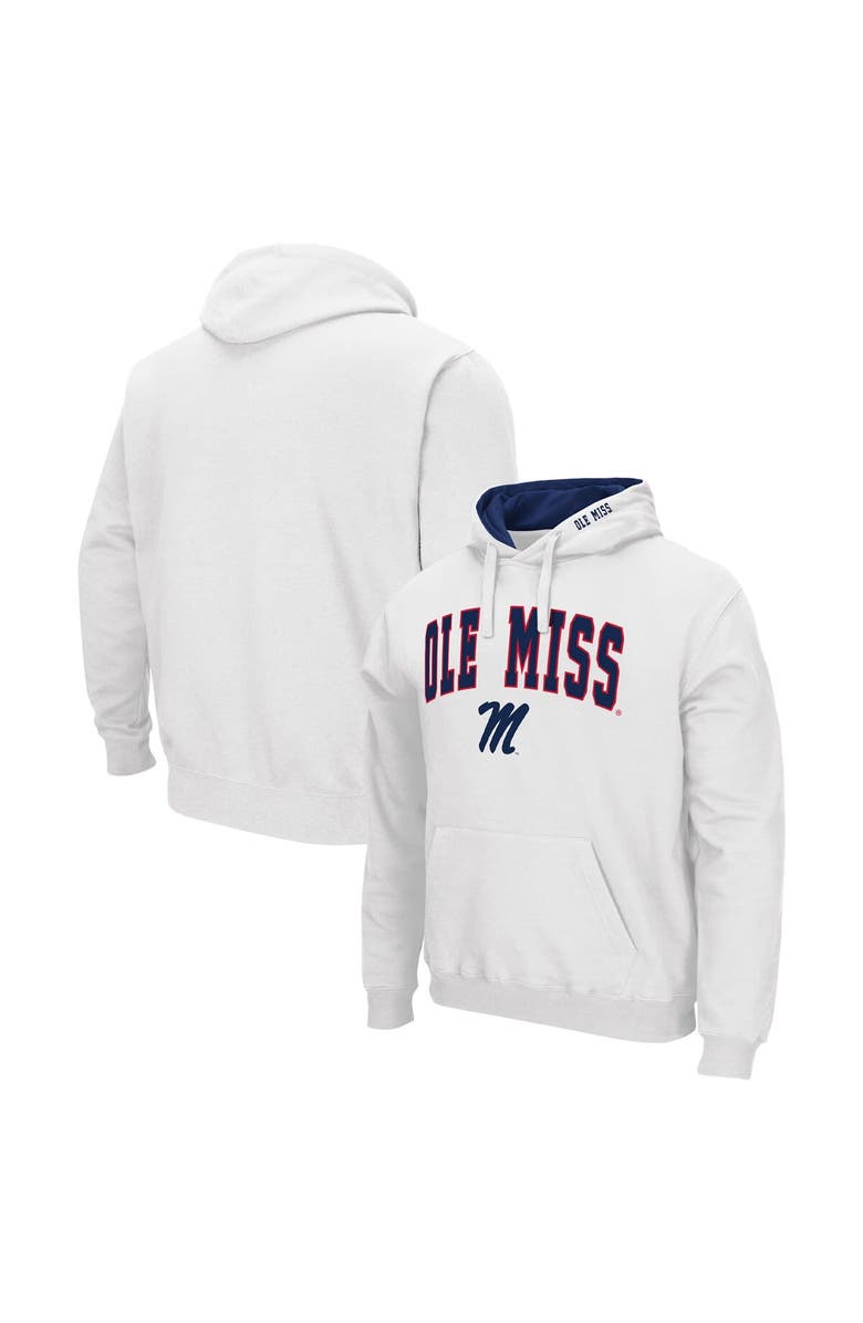 COLOSSEUM Men's Colosseum White Ole Miss Rebels Arch & Logo 3.0 Pullover Hoodie, Main, color, 