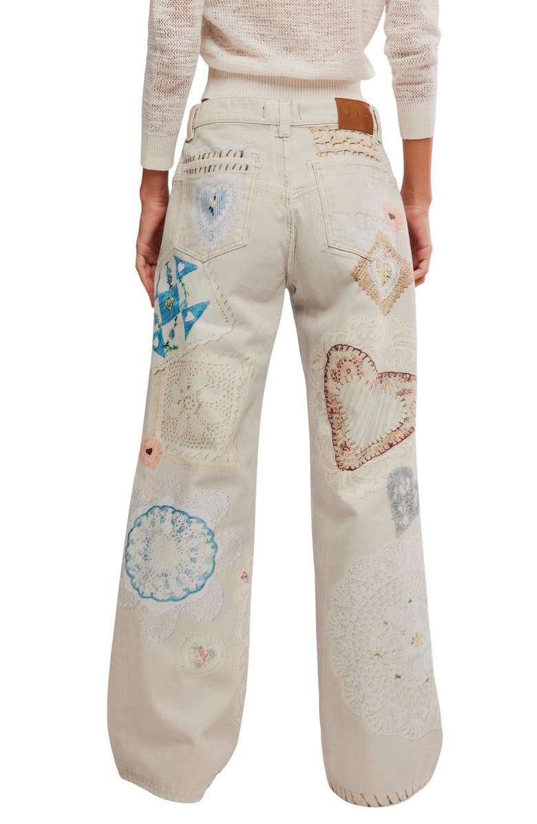 Free People Illusions Slouchy Straight Leg Jeans, Alternate, color, Heirloom Ivory