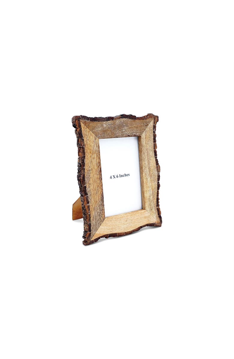 Foreside Home and Garden Rustic Live Edge 4 x 6 inch Decorative Wood Picture Frame, Alternate, color, Brown