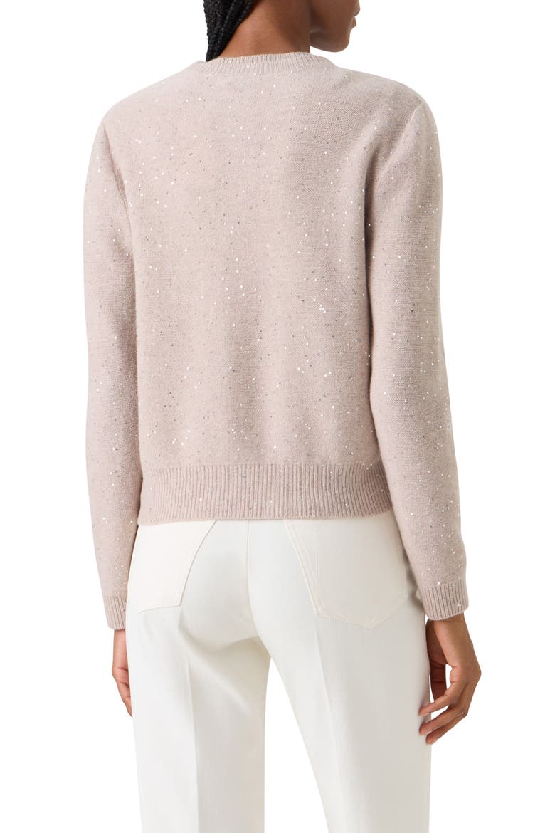 Sequin Virgin Wool & Cashmere Blend Cardigan, Alternate, color, BEIGE