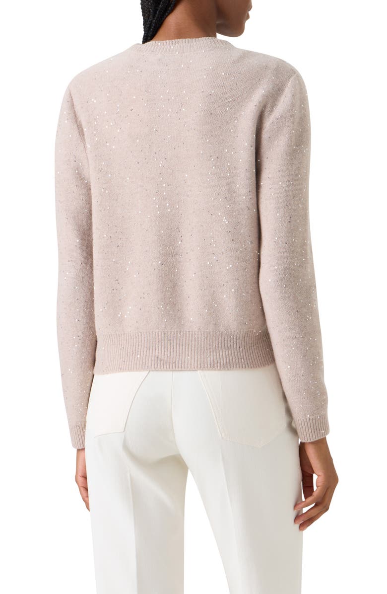 Akris Sequin Virgin Wool & Cashmere Blend Cardigan, Alternate, color, Beige