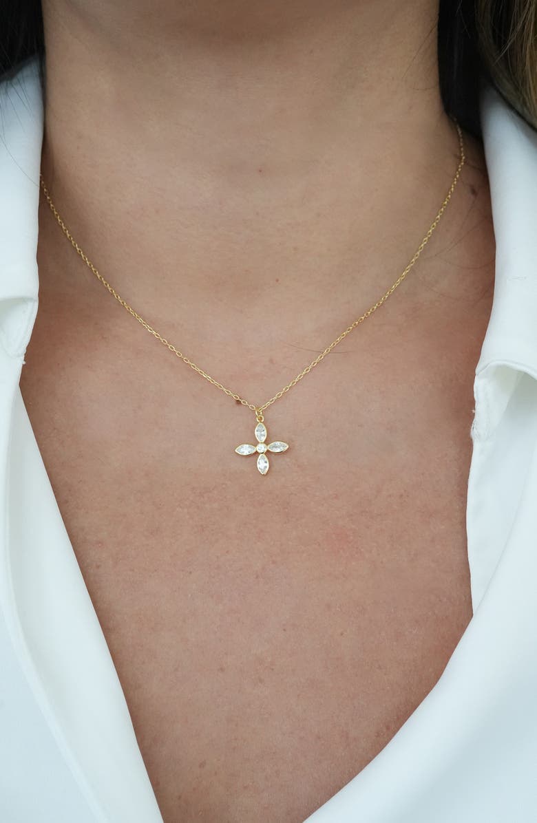 Argento Vivo Sterling Silver 4-Teardrop Cross Pendant Necklace, Alternate, color, Gold