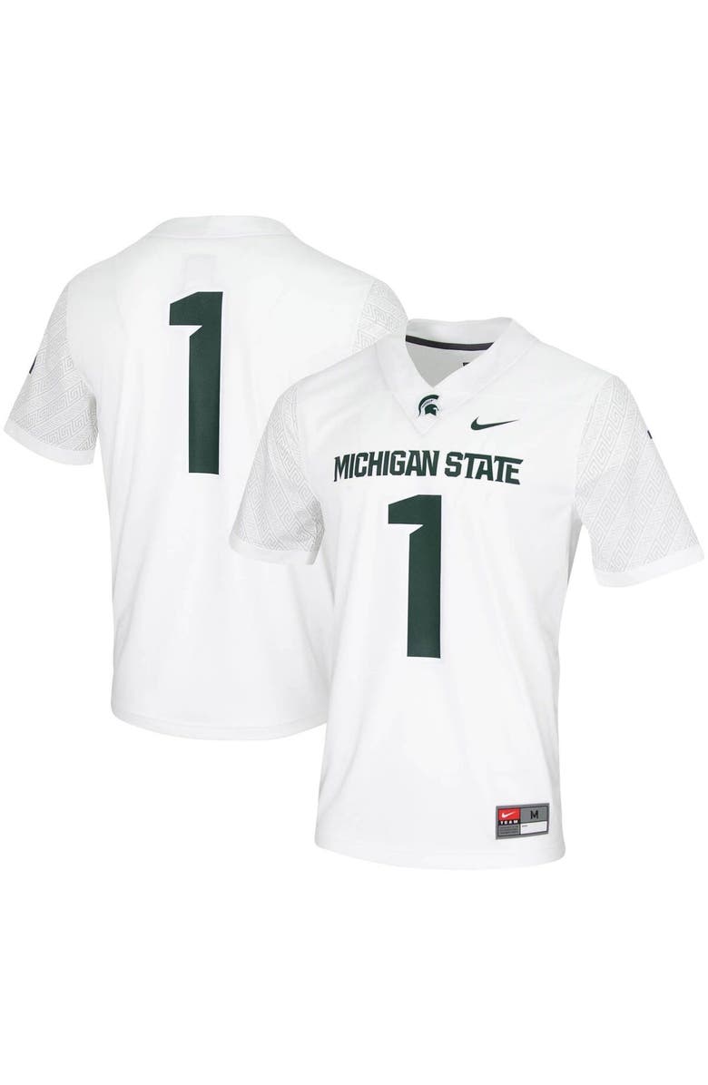 Nike Men's Nike #1 White Michigan State Spartans Untouchable Game Jersey, Main, color, 