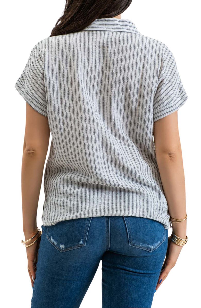 Blu Pepper Short Sleeve Striped Button Front Shirt, Alternate, color, Black