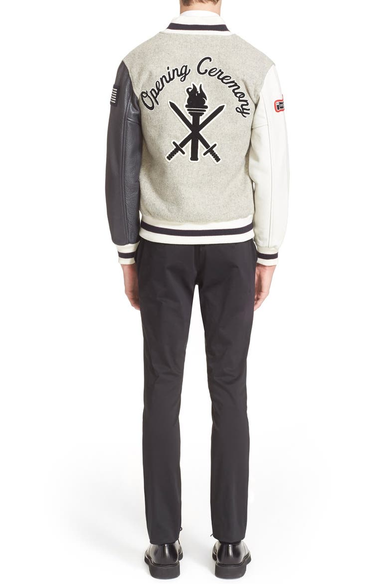 'OC Classic' Varsity Jacket, Alternate, color, LIGHT GREY MULTI
