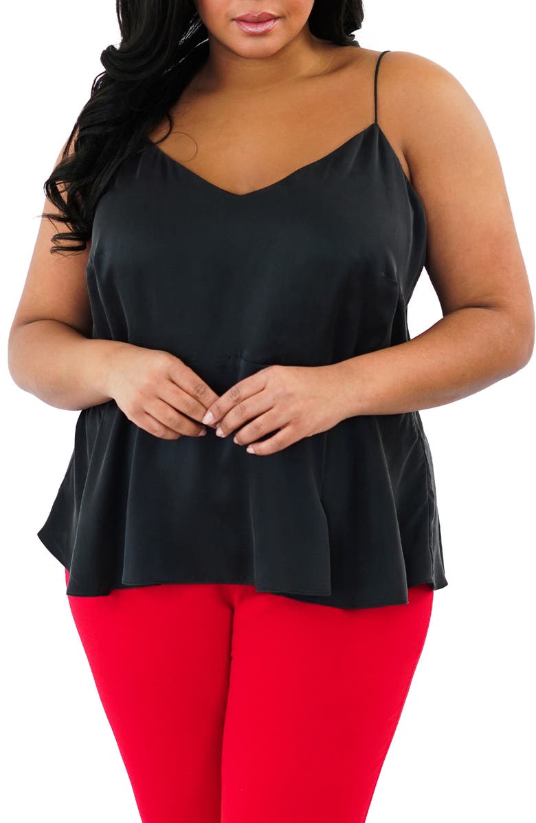 Marée Pour Toi Silk Peplum Tank, Main, color, 