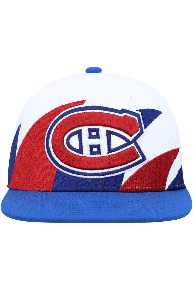 Men's Mitchell & Ness White/Blue Montreal Canadiens Vintage Sharktooth Snapback Hat, Alternate, color, White
