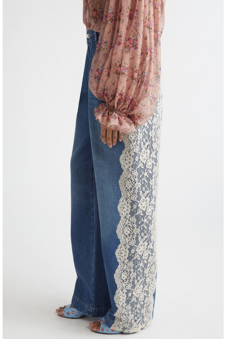 Lace Panel High Waist Straight Leg Jeans, Alternate, color, VARIANTE ABBINATA