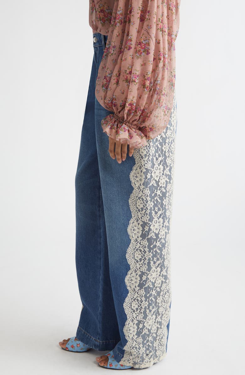Dolce&Gabbana Lace Panel High Waist Straight Leg Jeans, Alternate, color, Variante Abbinata
