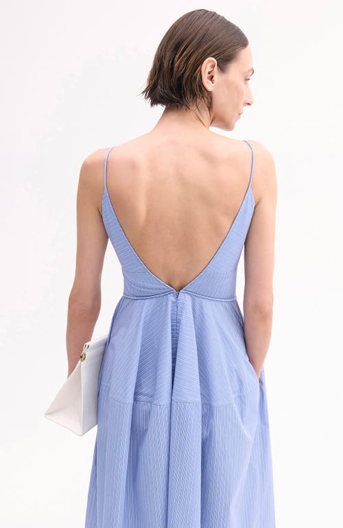Co Basque Stripe Midi Dress In Blue
