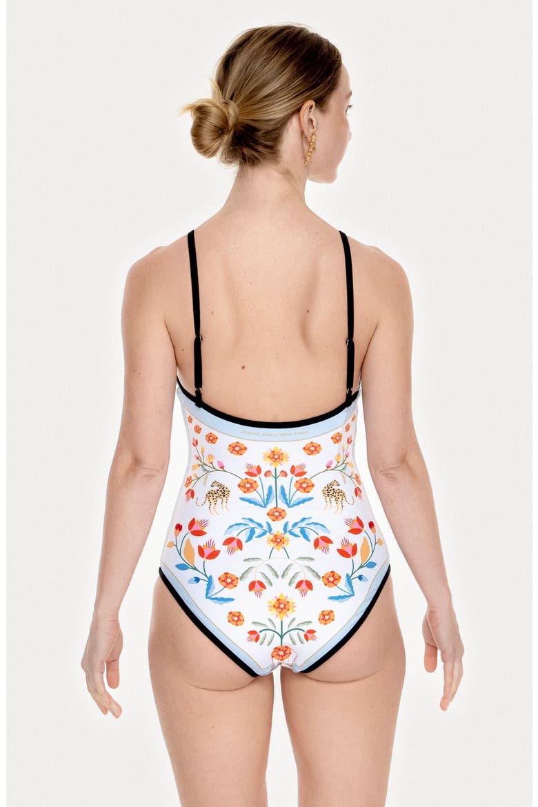 Night Imagination Reversible V-Neck One-Piece Swimsuit, Alternate, color, Black