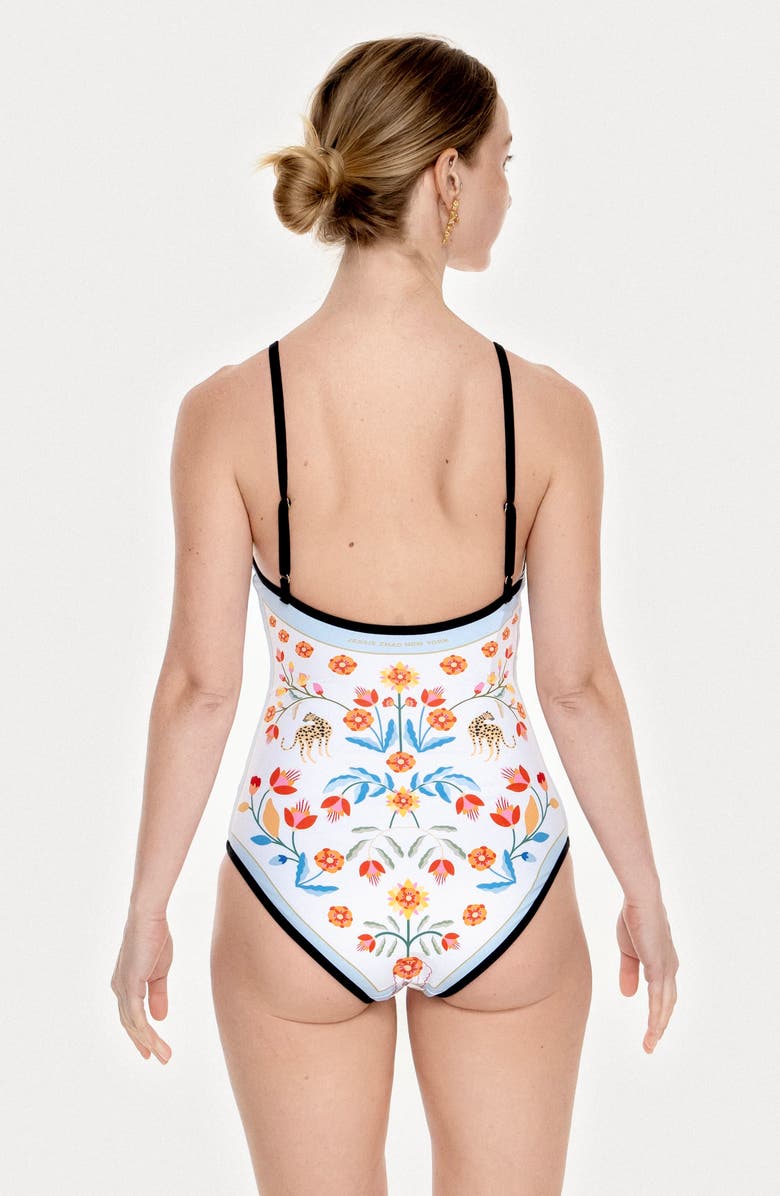 Jessie Zhao New York Night Imagination Reversible V-Neck One-Piece Swimsuit, Alternate, color, Black