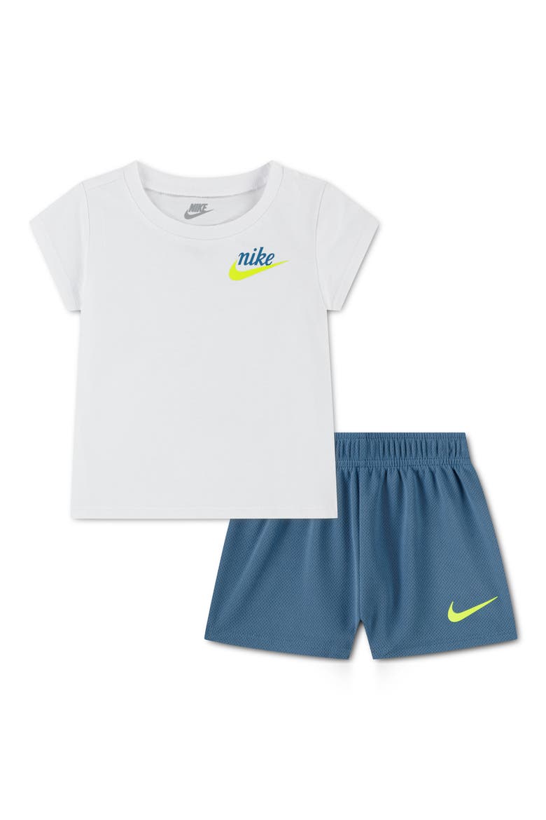 New Impressions Logo T-Shirt & Shorts Set, Main, color, NIKE AEGEAN STORM