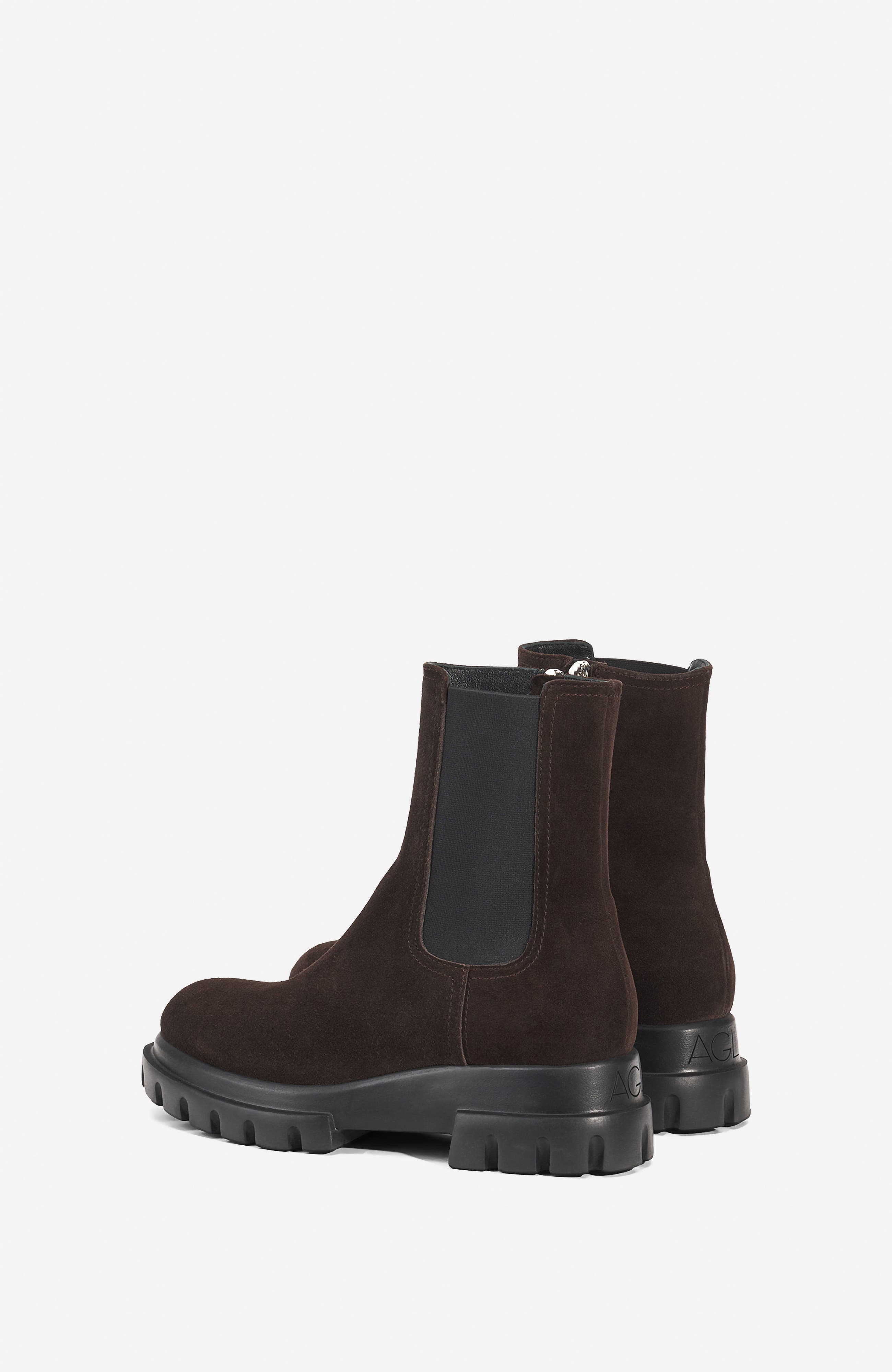 Chunky Beat Leather Ankle Boot, Alternate, color, Testa di moro Suede