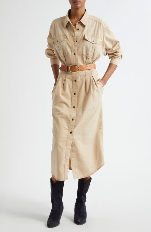 Isabel Marant Étoile Nolwen Belted Denim Shirtdress In Brown