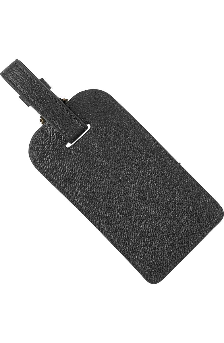 Graphic Image Leather Luggage Tag, Main, color, Black