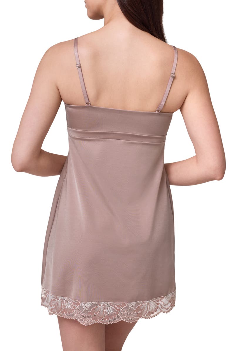 Montelle Intimates Lace Bust Support Chemise, Alternate, color, Moonshell/Chantilly