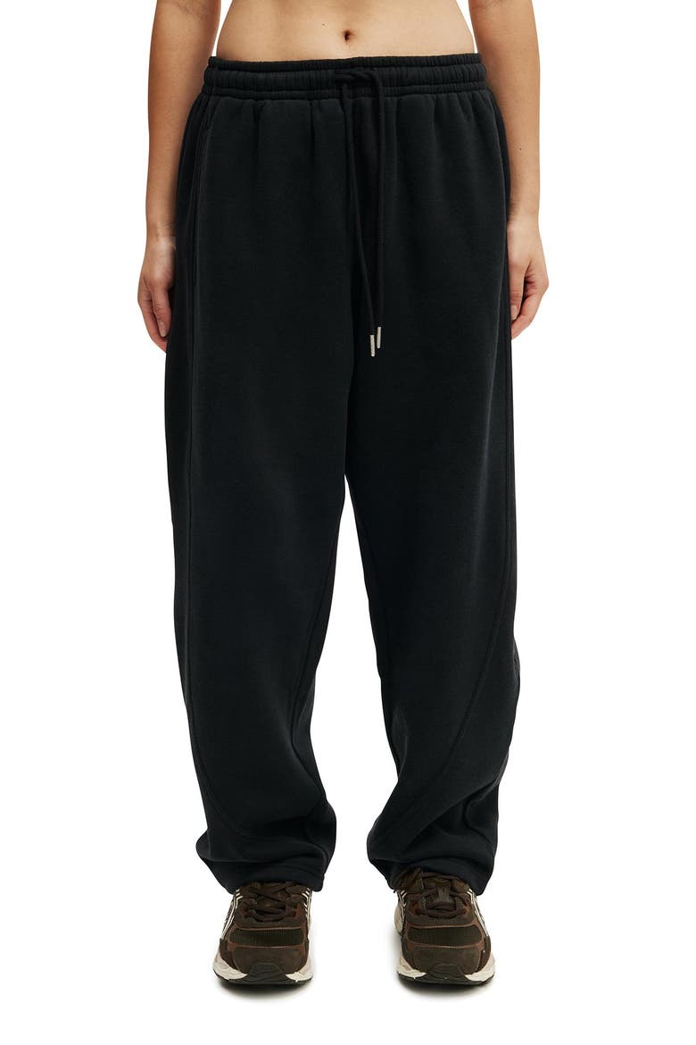 Women's Active Plush Essential Barrel Sweatpant, Main, color, Black