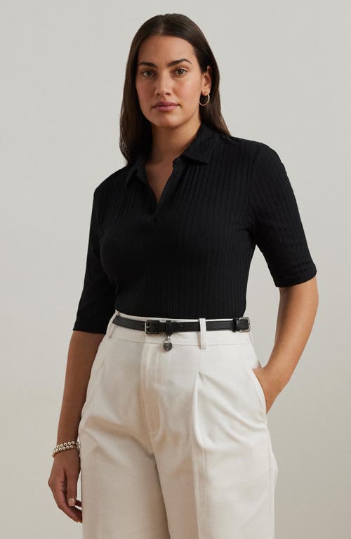 Ralph Lauren Lauren  Rib Polo Sweater In Black