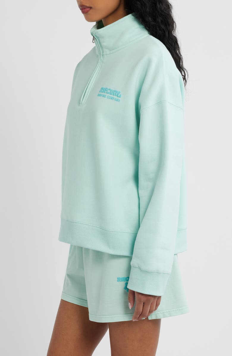 Rip Curl Surf Puff Logo Quarter Zip Sweatshirt, Alternate, color, Light Blue
