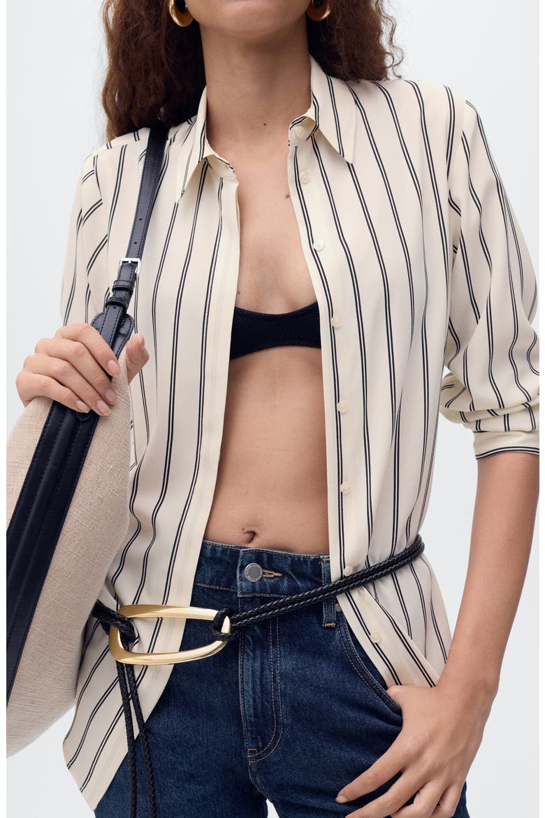 Print Button-Up Shirt, Alternate, color, ECRU