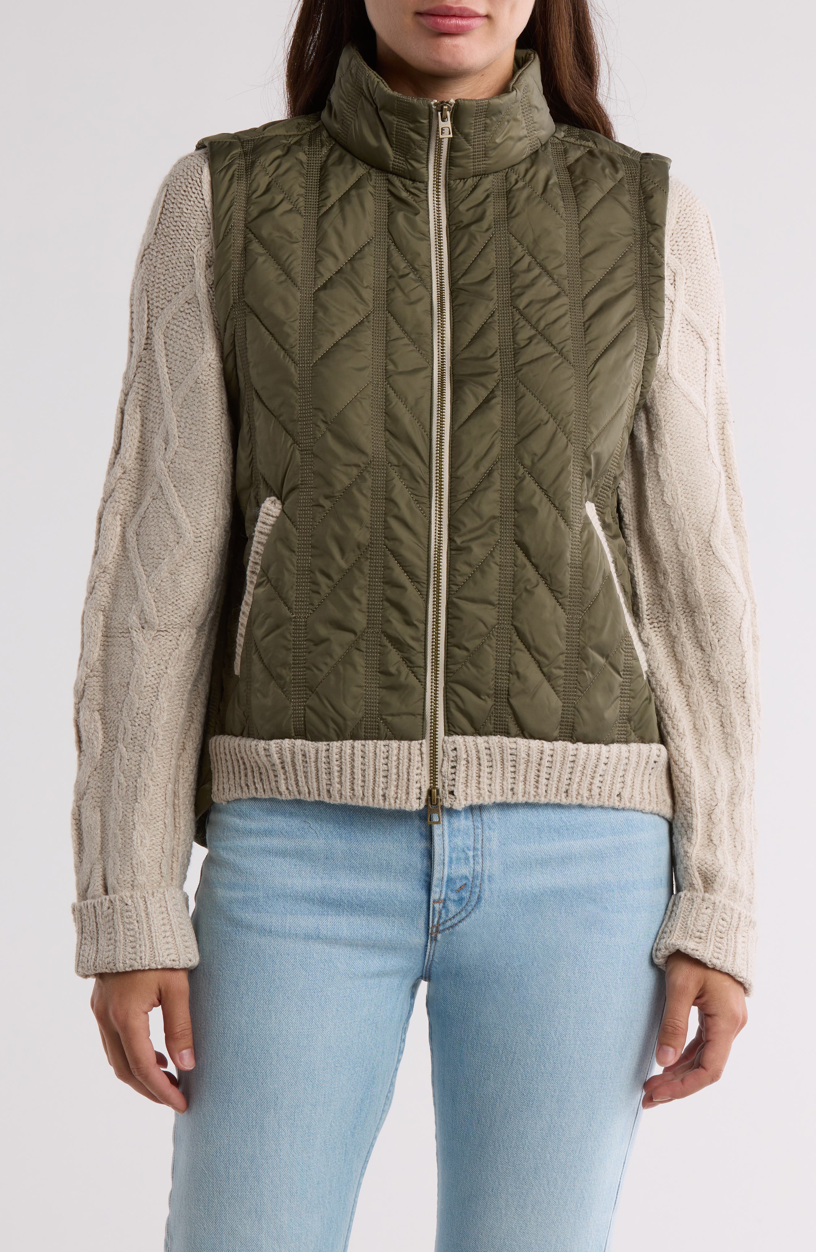 Mock Neck Quilted Two-Fer Jacket - image 3