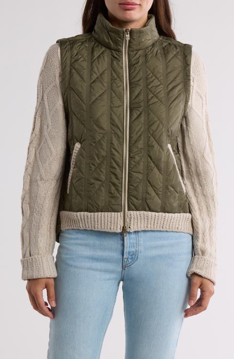 Mock Neck Quilted Two-Fer Jacket