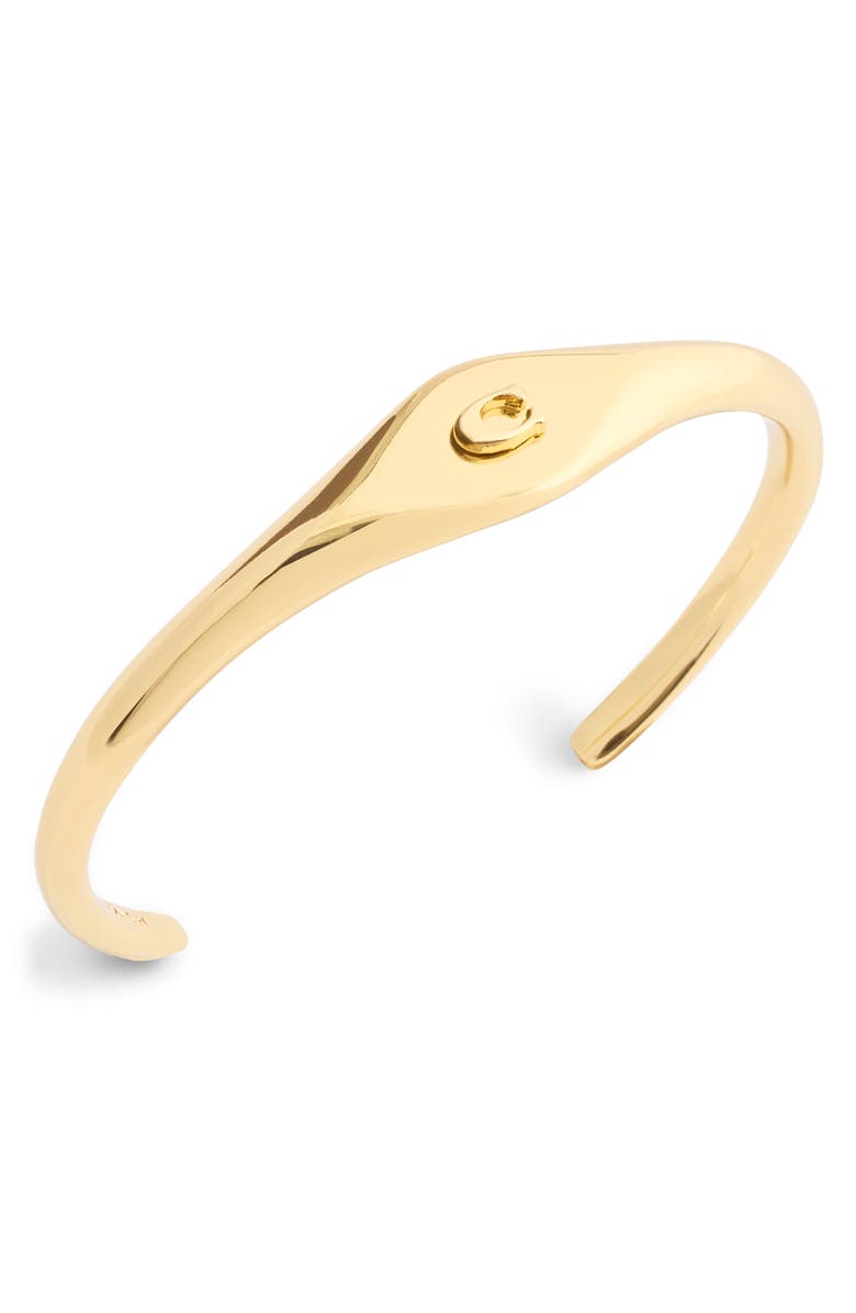 COACH 'C' Signet Cuff Bracelet, Alternate, color, Gold
