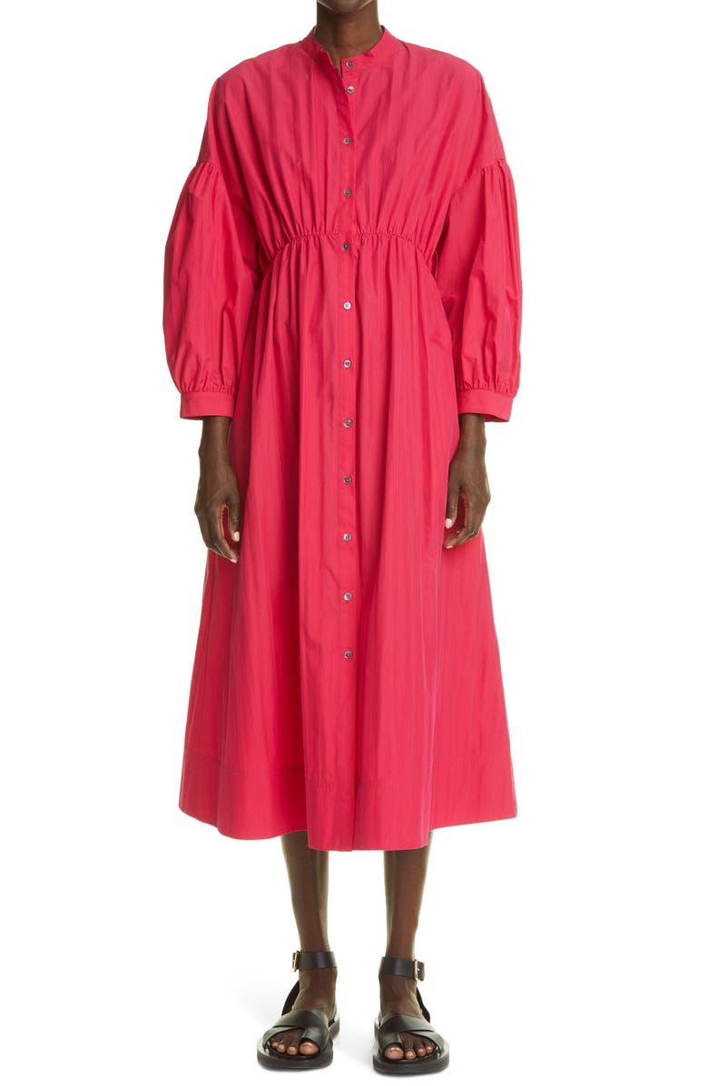 CO Gathered Poplin Midi Dress, Main, color, 