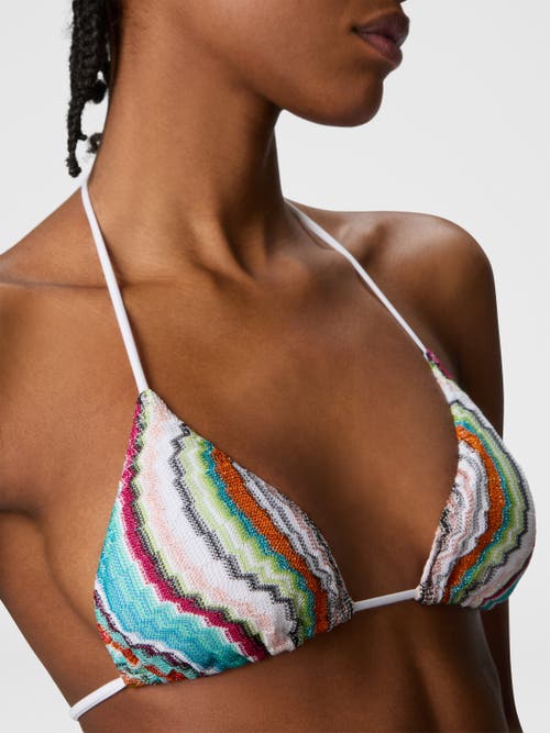 Shop Missoni Triangle Bikini With Lamé Wave Motif In Multicoloured