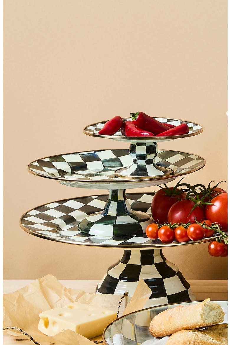 Courtly Check Small Pedestal Platter, Alternate, color, COURTLY