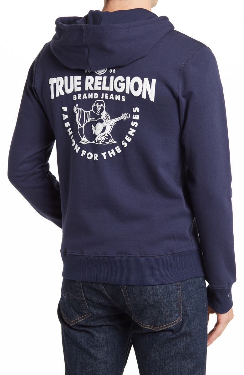 True Religion Core Zip-Up Hoodie, Alternate, color, Ace Blue