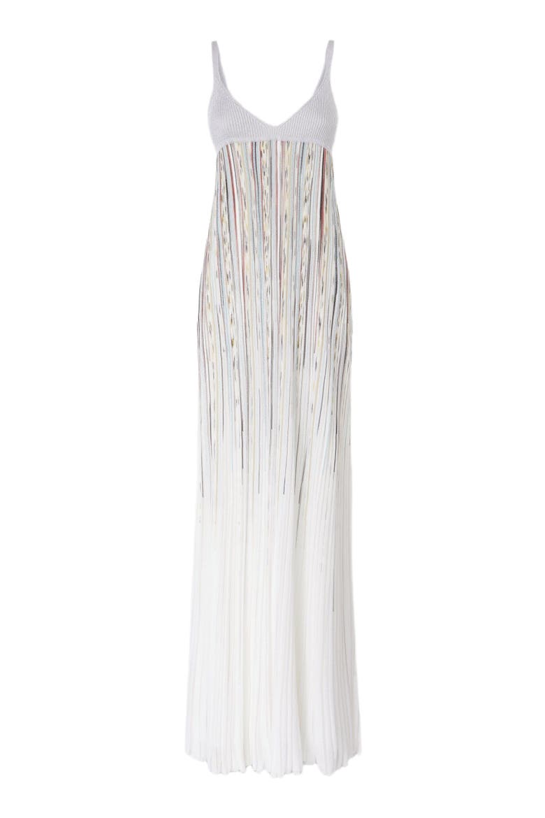 Sleeveless Long Dress In Space-dye Viscose Lamé, Alternate, color, Multicoloured