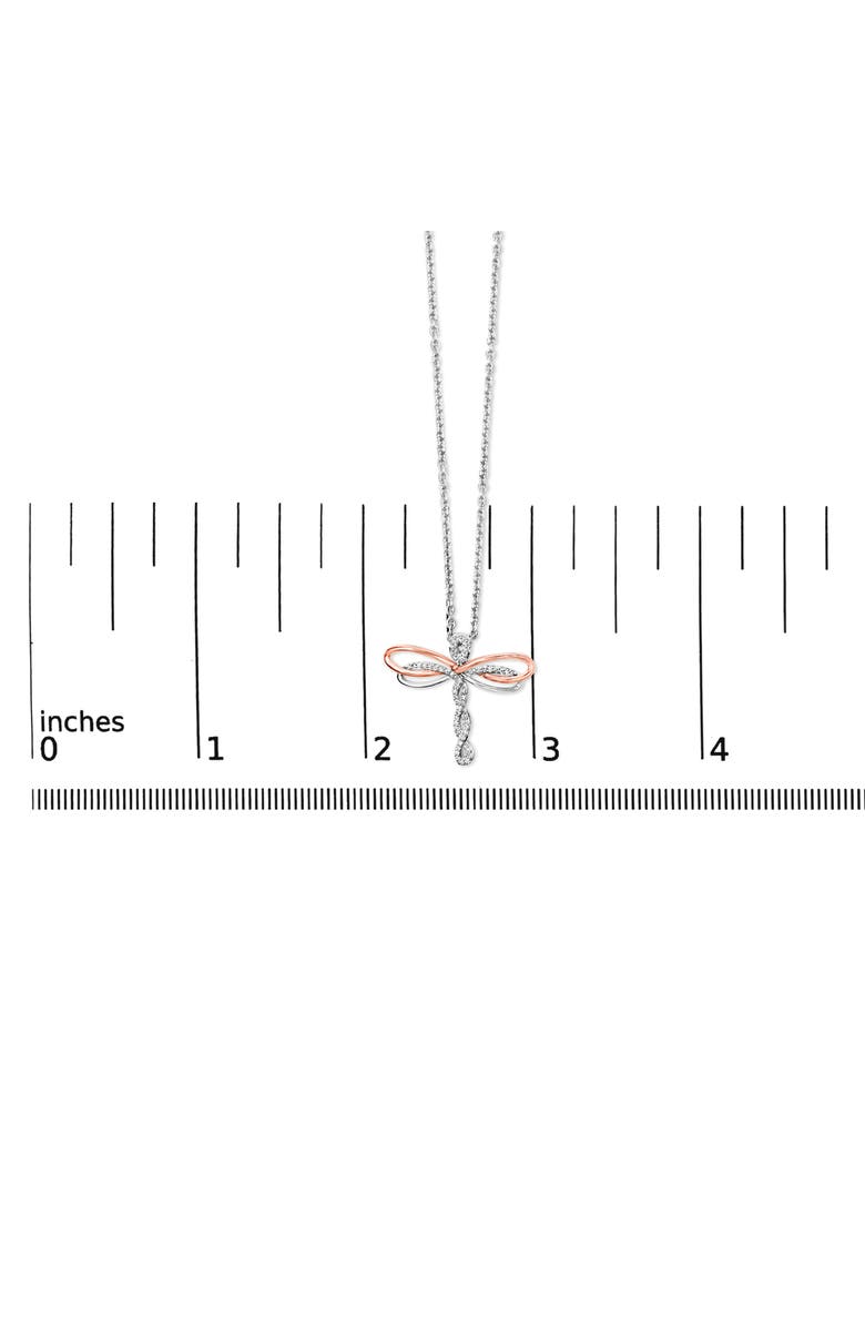 Haus of Brilliance 14K Rose Gold Plated Sterling Silver 1/10 Cttw Diamond Dragonfly Pendant Necklace, Alternate, color, White Gold Over Silver