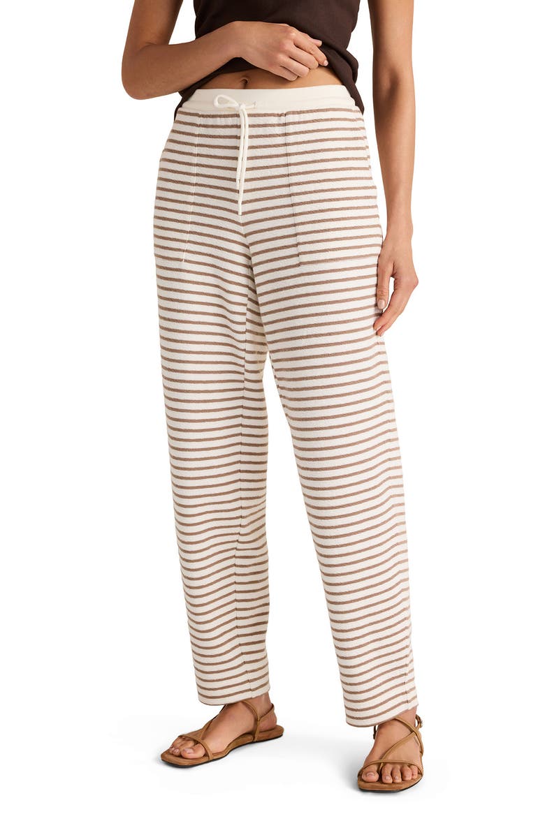 Haven Well Within Cotton Blend Textured Barrel Leg Pants, Main, color, Ivory/Sugar Chestnut