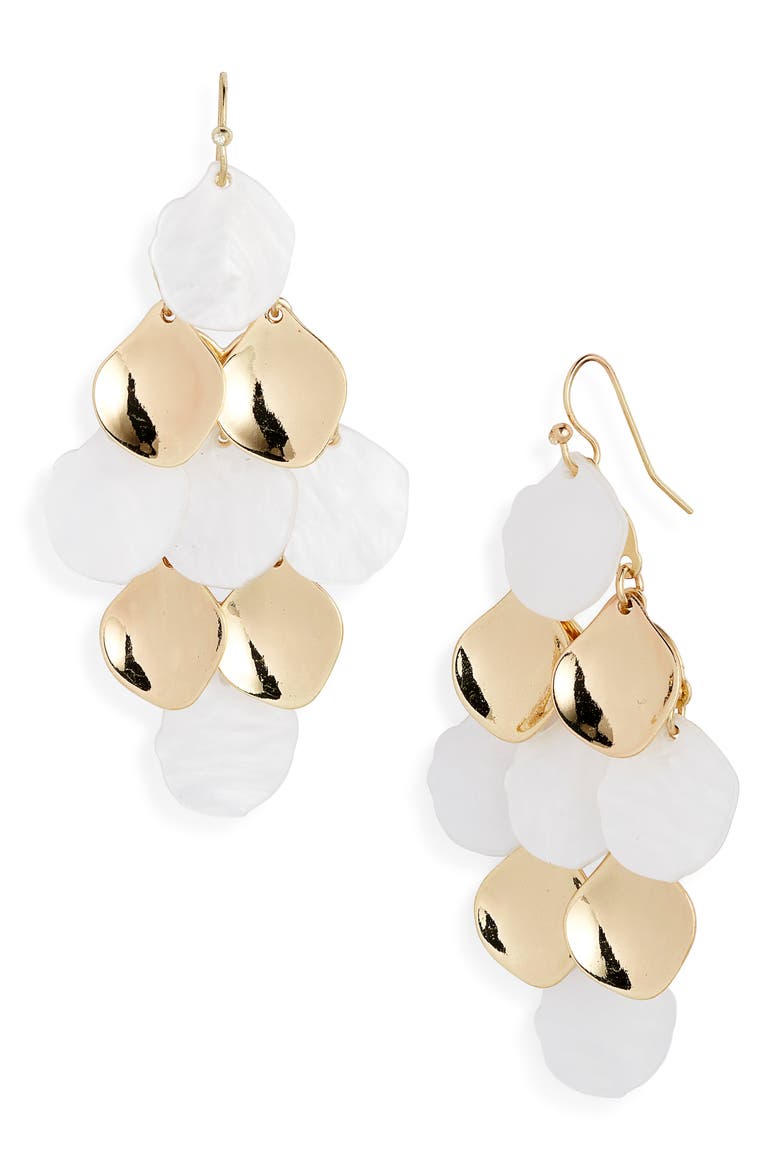 Chandelier Drop Earrings, Main, color, IVORY- GOLD
