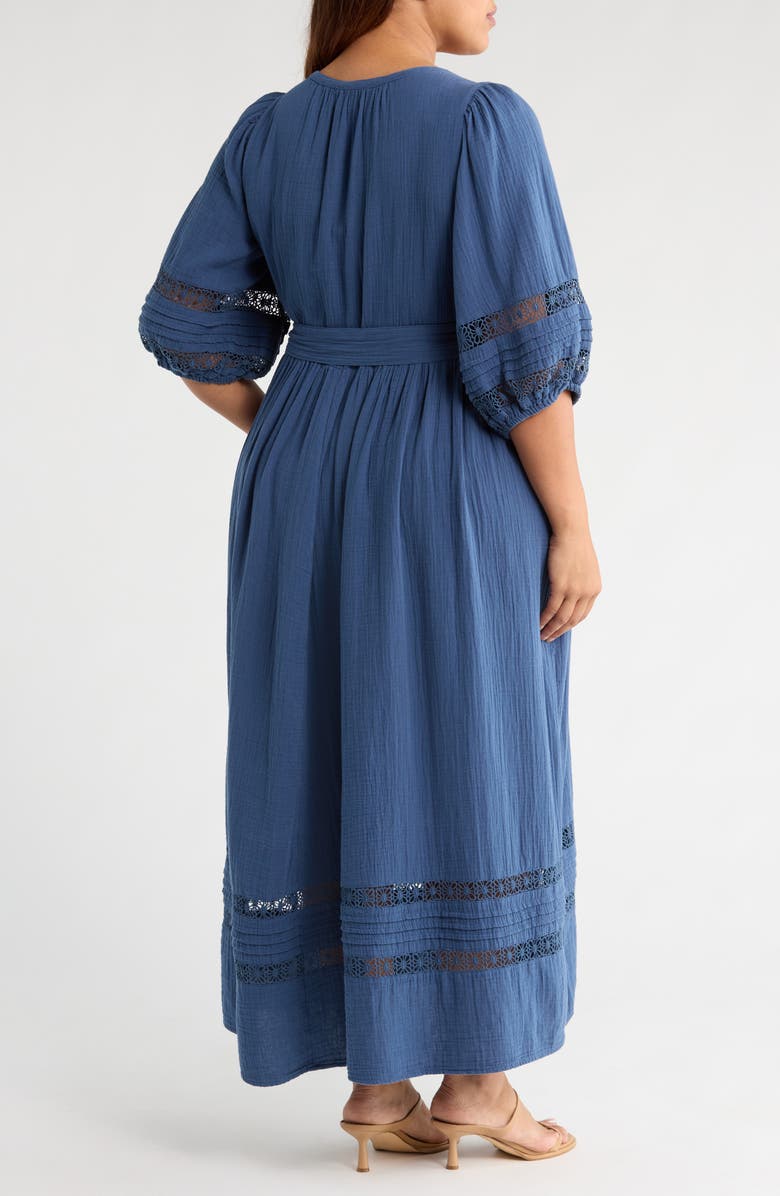 Caslon<sup>®</sup> Belted Cotton Maxi Dress, Alternate, color, Navy Denim