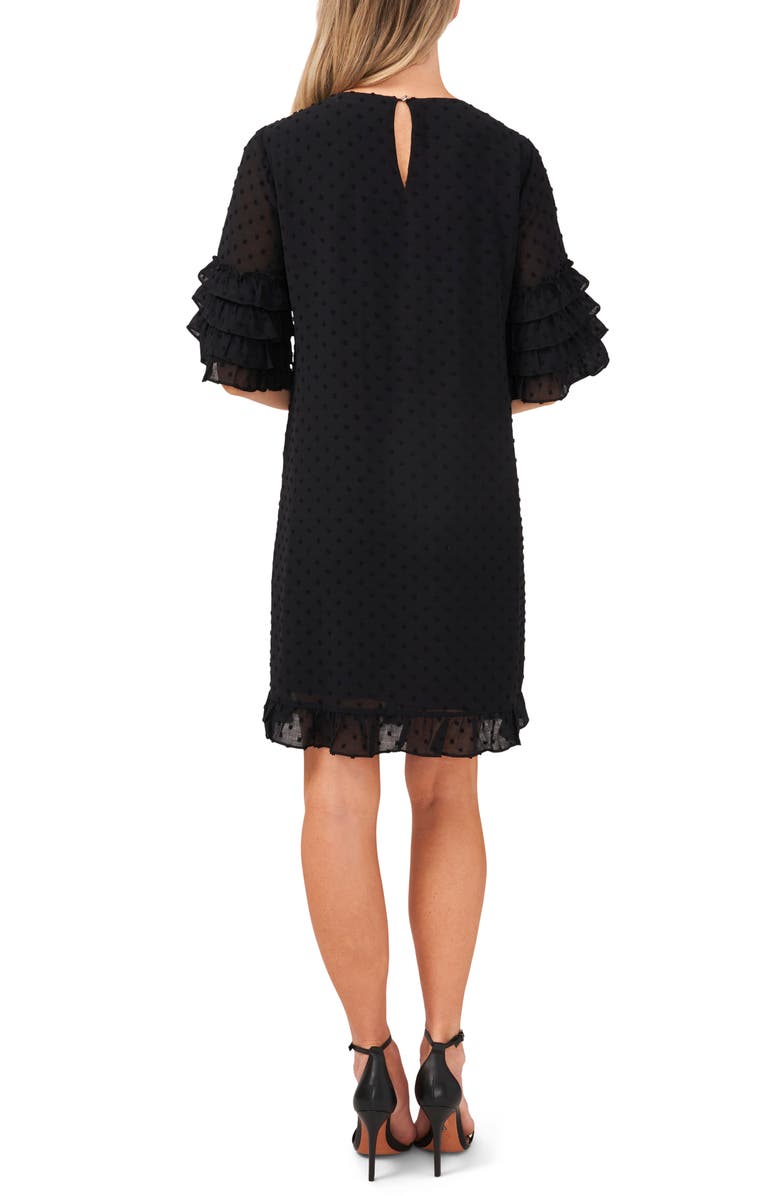 CeCe Tiered Ruffle Sleeve Clip Dot Shift Dress, Alternate, color, 