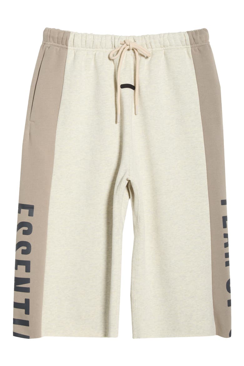 Panelled Raw Cut Off Sweatpants, Alternate, color, VANILLA HEATHER/ SEAL