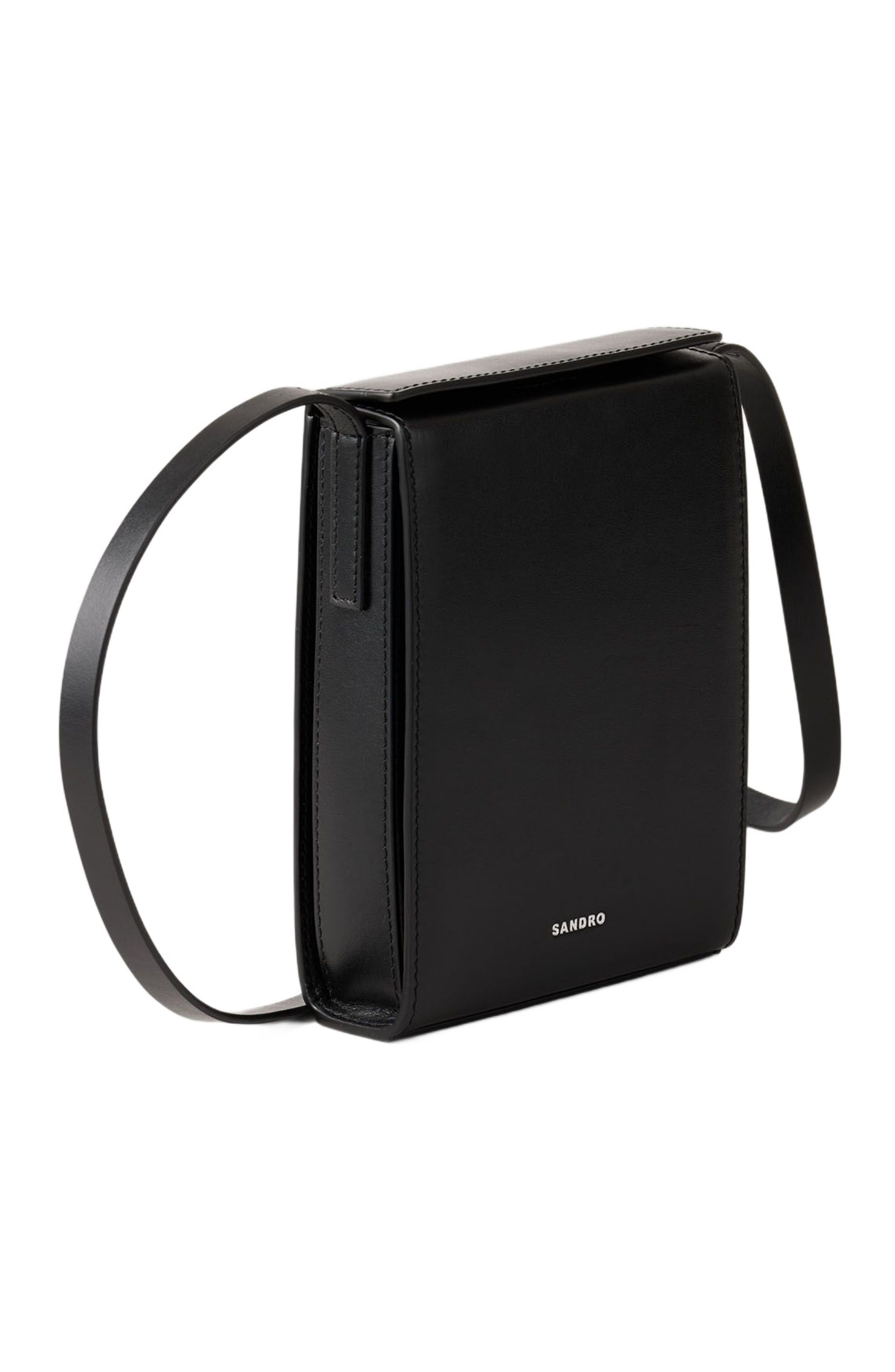 SANDRO Leather shoulder bag, Alternate, color, 