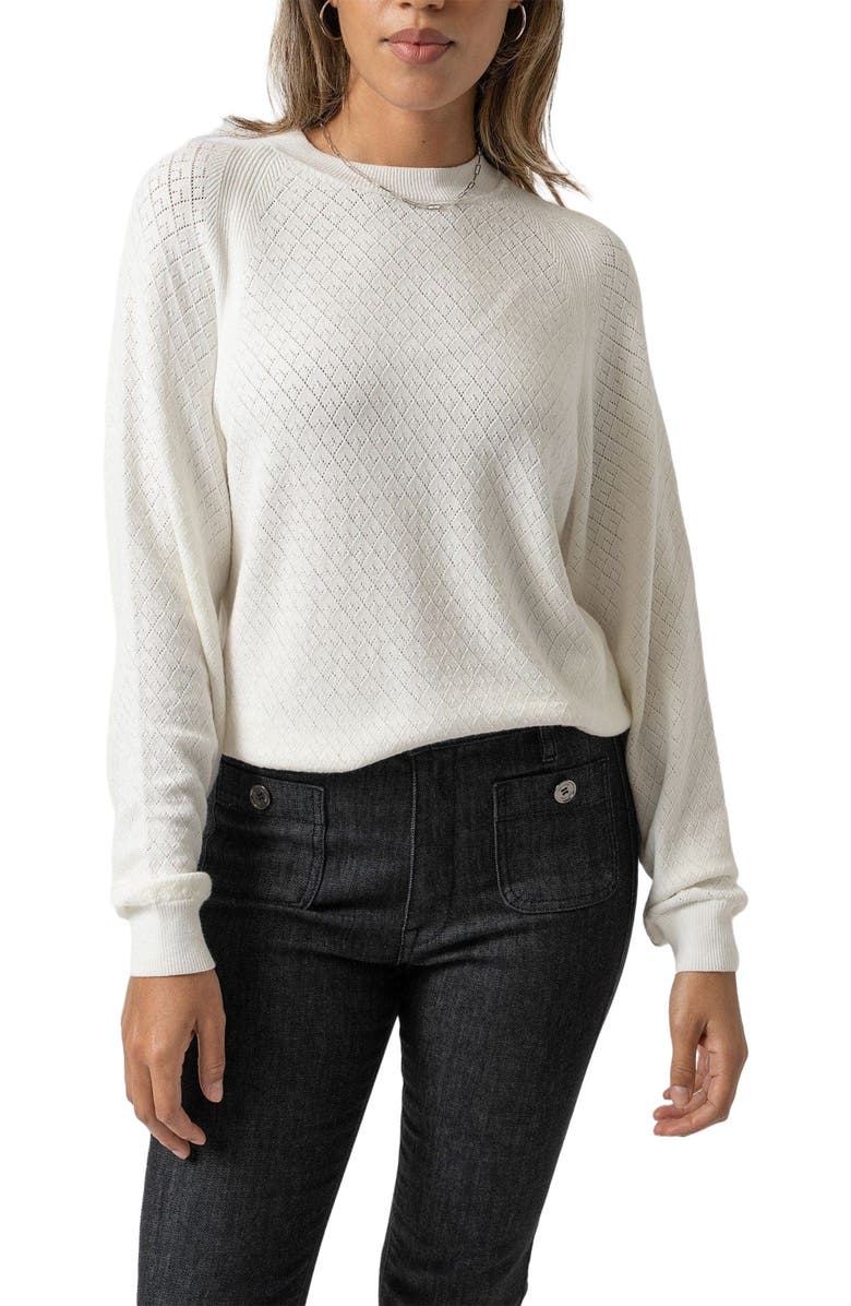 Saint + Sofia Diamond Knit Sweater, Alternate, color, White