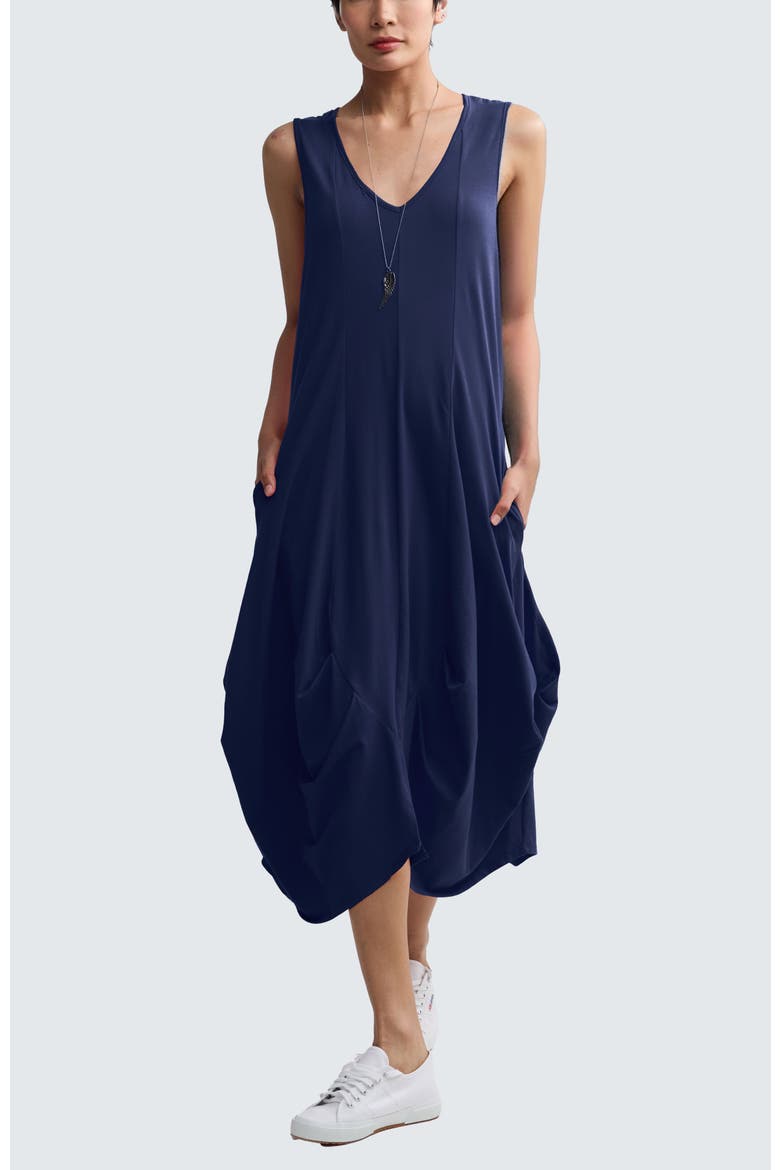 Calista Voluminous Jersey Dress, Main, color, Navy
