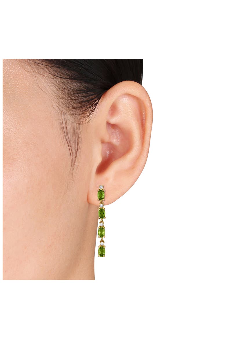 Peridot & White Topaz Drop Earrings, Alternate, color, GREEN