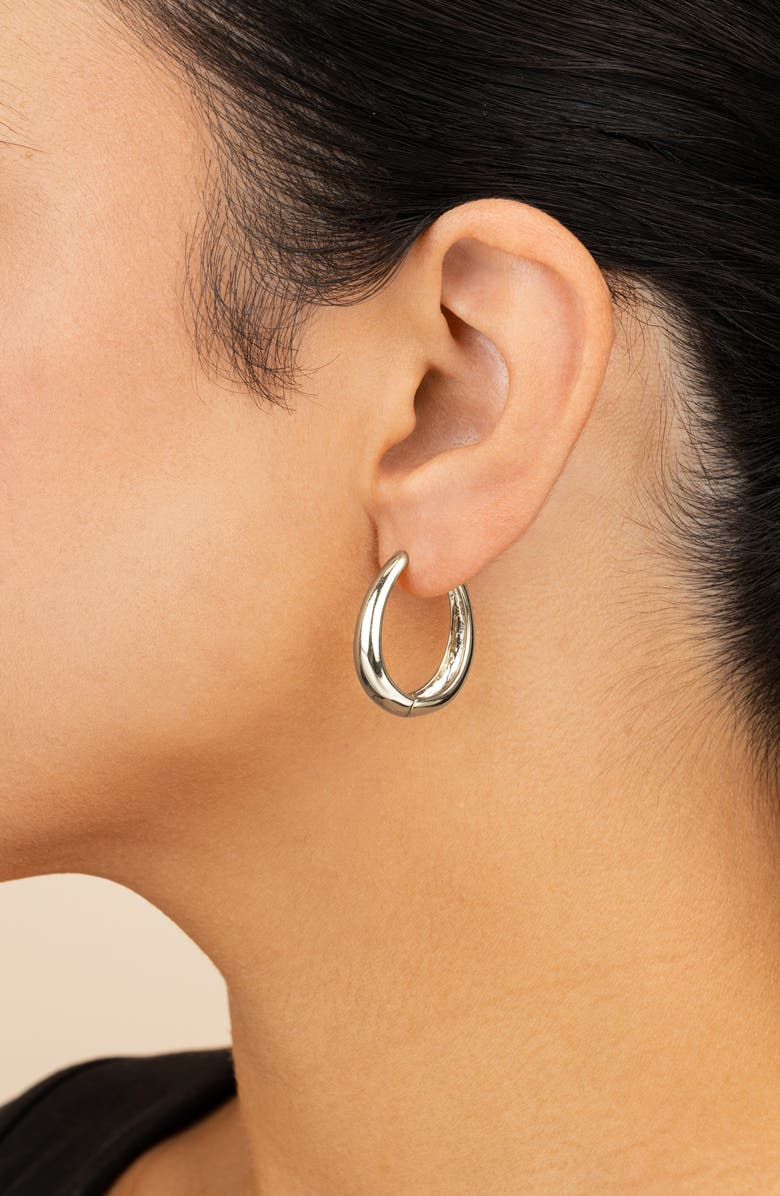 Sterling Forever Nikki Teardrop Hoop Earrings, Alternate, color, Silver