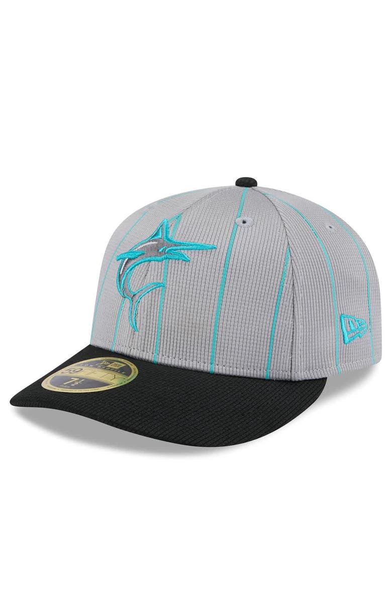 New Era Men's New Era Gray/Black Miami Marlins 2025 Batting Practice Low Profile 59FIFTY Fitted Hat, Main, color, Gray