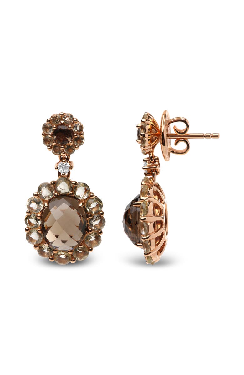 Haus of Brilliance 18K Gold Diamond Accent & Lemon & Smoky Color Quartz Gemstone Dangle Drop Earring, Alternate, color, Pink