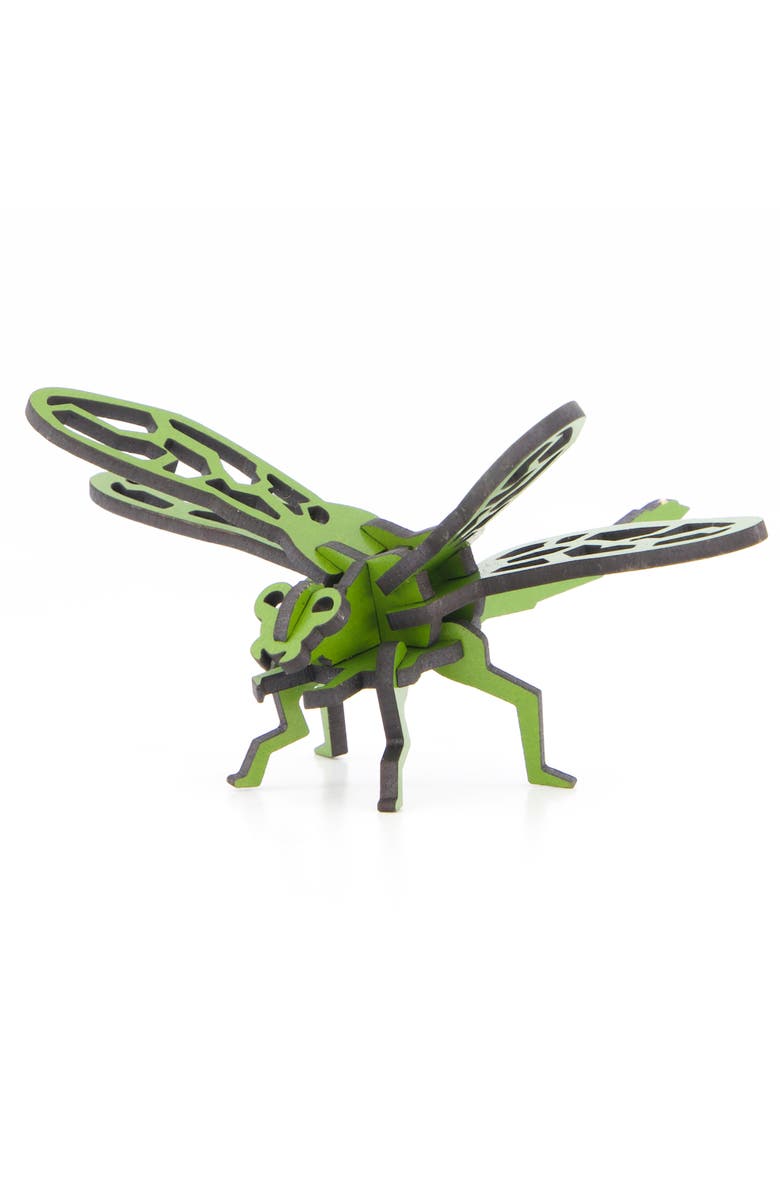 Little & Wood Woodlet Small Dragonfly Green 3D Wooden Kitset, Main, color, Multicolored
