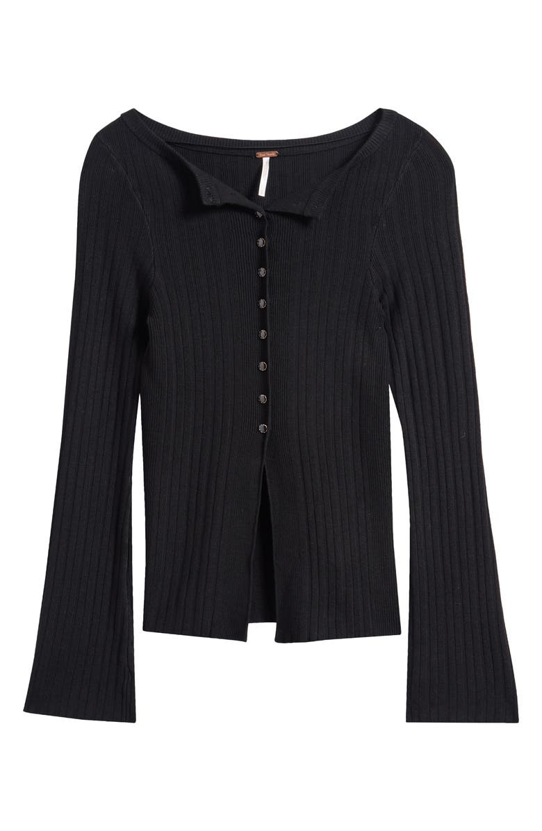 Free People East Side Rib Cardigan, Alternate, color, Black